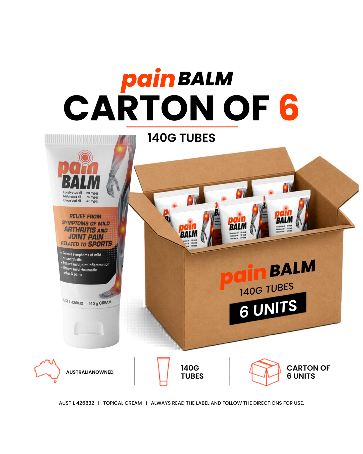 Pain Balm 140g TUBE - CARTON of 6