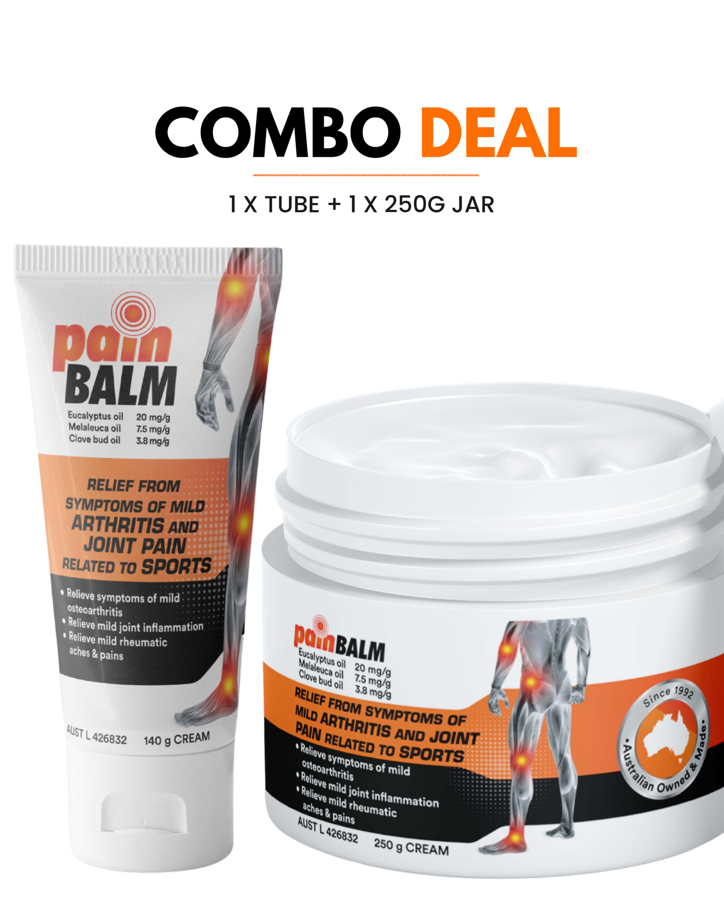 Pain Balm Bundle — 250g Jar + 140g Tube | $55